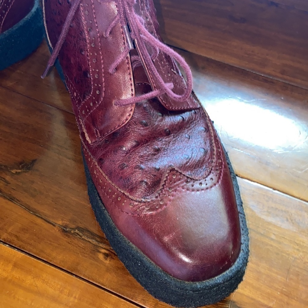 British Walkers Playboy Wingtip Ostrich style#2000-07 Mens Size 9 Burgundy - Picture 7 of 10